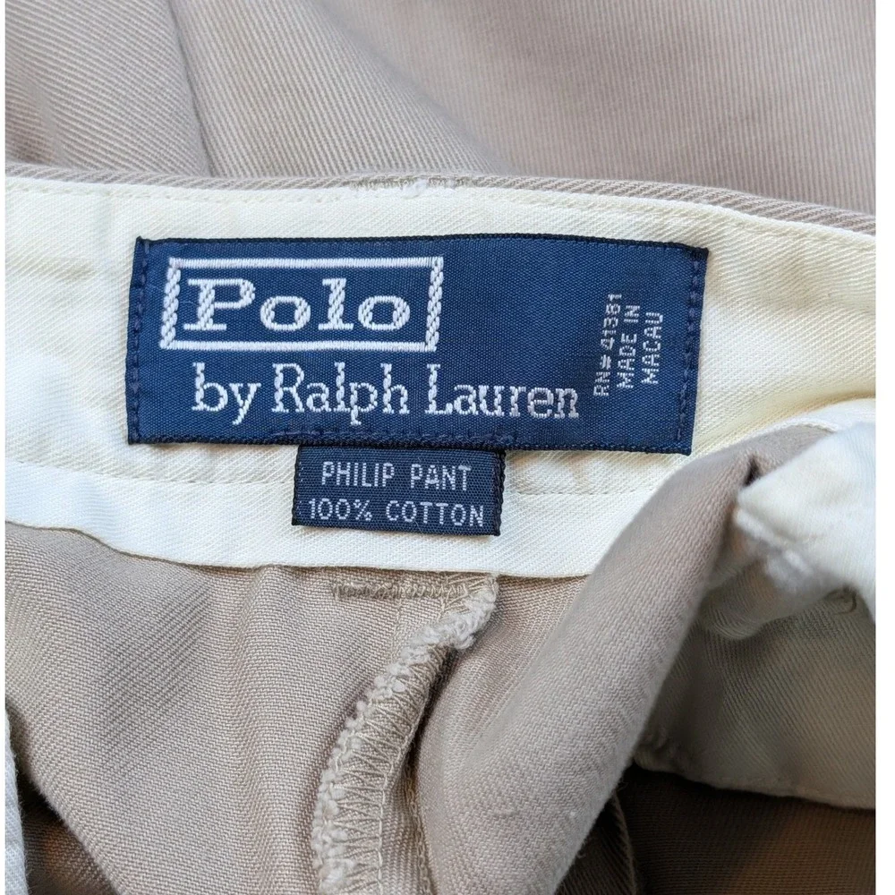 Polo Ralph Lauren Philip Pant Mens 38x32 Tan Khaki Classic Chino Cotton Straight